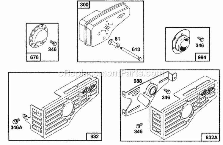 MufflersDeflectors Diagram and Parts List for 125702-0113-01  Briggs and Stratton Engine
